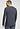 Back view of a men model wearing HA stormy gray cotton L/SLV Henley Shirt