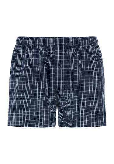 Front cutout view of HA checked blue cotton Boxers