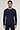 Front view of a men model wearing HA deep navy cotton L/SLV Shirt