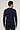 Back view of a men model wearing HA deep navy cotton L/SLV Shirt
