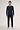 Full-body view of a men model wearing HA deep navy cotton L/SLV Shirt