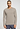 Front view of a men model wearing HA wooly beige cotton L/SLV Shirt