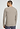 Back view of a men model wearing HA wooly beige cotton L/SLV Shirt