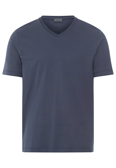 Front cutout view of HA stormy gray cotton S/SLV Shirt V-Neck