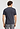 Back view of a men model wearing HA stormy gray cotton S/SLV Shirt V-Neck