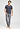 Full-body view of a men model wearing HA stormy gray cotton S/SLV Shirt V-Neck