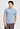 Front view of a men model wearing HA cashmere blue cotton S/SLV Shirt