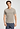 Front view of a men model wearing HA wooly beige cotton S/SLV Shirt