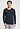 Front view of a men model wearing HA deep navy cotton L/SLV Shirt V-Neck