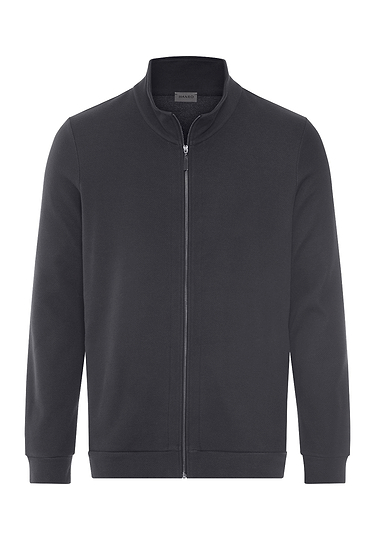 Front cutout view of HA smokey charcoal cotton Cardigan