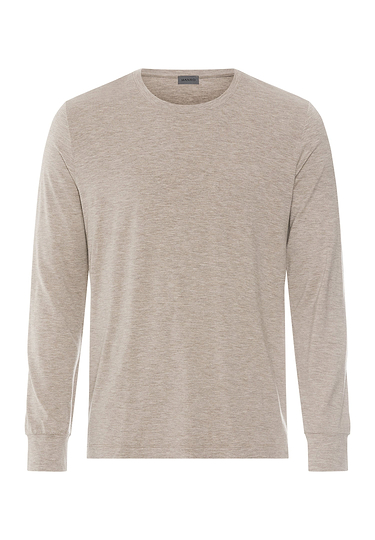 Front cutout view of HA toffee melange modal/viscose/tencel L/SLV Shirt