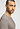 Close-up view of a men model wearing HA toffee melange modal/viscose/tencel L/SLV Shirt