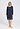 Front view of a women model wearing HA deep navy modal/viscose/tencel L/SLV Nightdress 100cm