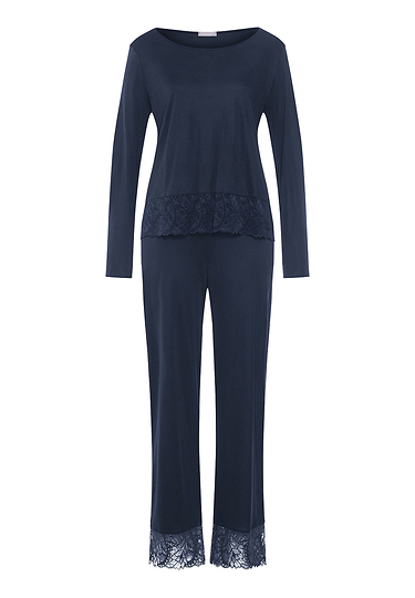 Front cutout view of HA deep navy modal/viscose/tencel L/SLV Pajama