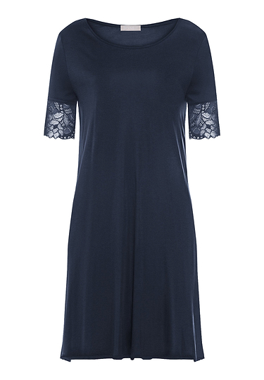 Front cutout view of HA deep navy modal/viscose/tencel S/SLV Nightdress 95cm