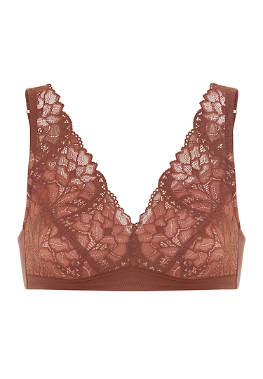 Front cutout view of HA cinnamon modal/viscose/tencel Light Padded Soft Cup Bra