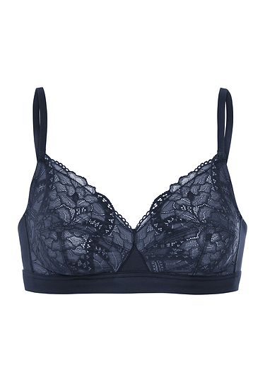 Front cutout view of HA deep navy modal/viscose/tencel Soft Cup Bra