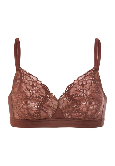 Front cutout view of HA cinnamon modal/viscose/tencel Soft Cup Bra