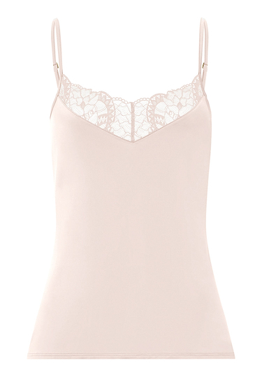 Front cutout view of HA creamy glass modal/viscose/tencel Spaghetti Top