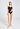 Full-body view of a women model wearing HA dark mocha cotton Padded Spaghetti Top