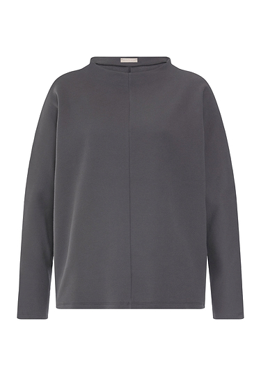 Front cutout view of HA dark sesame cotton Pullover