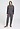 Full-body view of a women model wearing HA dark sesame cotton Pullover