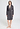 Front view of a women model wearing HA dark sesame cotton Robe