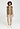 Full-body view of a women model wearing HA suede camel cotton Zippered vest