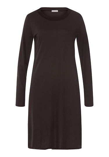 Front cutout view of HA dark mocha modal/viscose/tencel L/SLV Nightdress 100cm