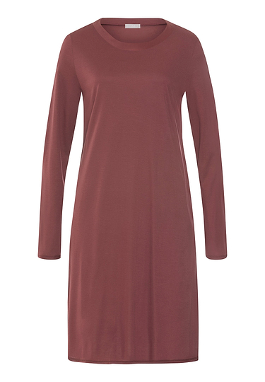 Front cutout view of HA apple butter modal/viscose/tencel L/SLV Nightdress 100cm
