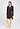 Full-body view of a women model wearing HA dark mocha modal/viscose/tencel L/SLV Nightdress 90cm
