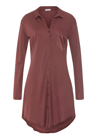 Front cutout view of HA apple butter modal/viscose/tencel L/SLV Nightdress 90cm