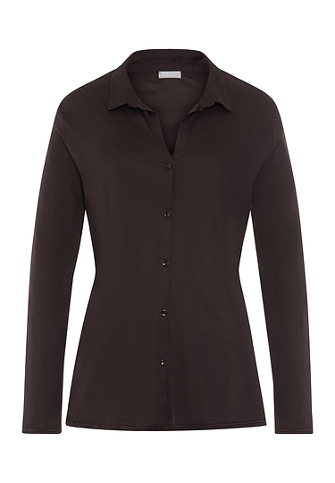 Front cutout view of HA dark mocha modal/viscose/tencel L/SLV Shirt