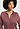 Close-up view of a women model wearing HA apple butter modal/viscose/tencel L/SLV Shirt