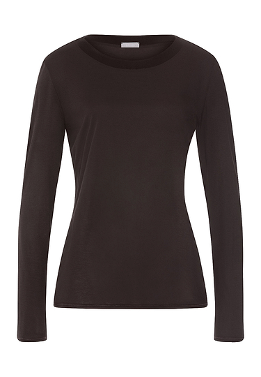 Front cutout view of HA dark mocha modal/viscose/tencel L/SLV Shirt