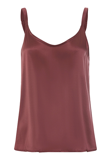 Front cutout view of HA apple butter silk Spaghetti Top