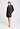 Full-body view of a women model wearing HA navy wildness cotton L/SLV Nightdress 90cm
