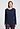 Front view of a women model wearing HA deep navy cotton L/SLV Shirt