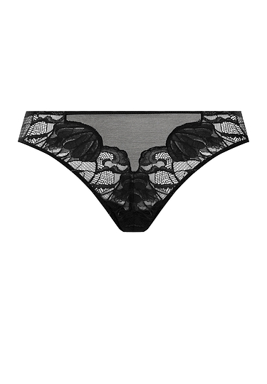 Front cutout view of HA black microfibre Thong