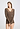 Front view of a women model wearing HA natural teak wool L/SLV Shirt