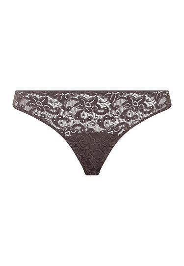 Front cutout view of HA dark mocha microfibre Thong