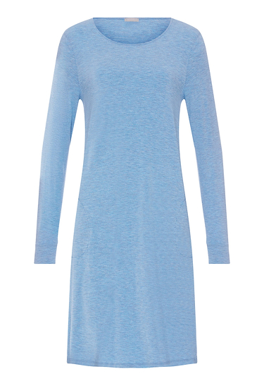 Front cutout view of HA bluebird melange modal/viscose/tencel L/SLV Nightdress 100cm