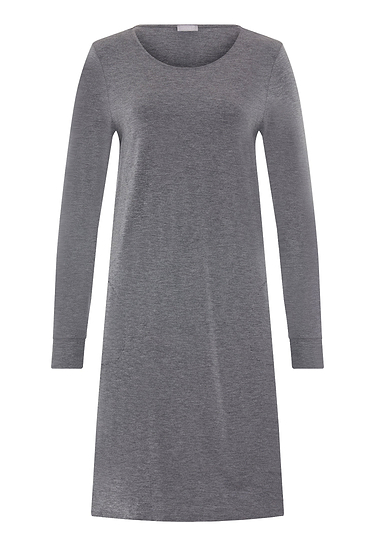 Front cutout view of HA stone melange modal/viscose/tencel L/SLV Nightdress 100cm