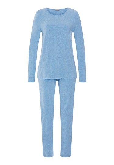 Front cutout view of HA bluebird melange modal/viscose/tencel L/SLV Pajama
