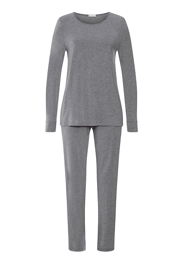 Front cutout view of HA stone melange modal/viscose/tencel L/SLV Pajama