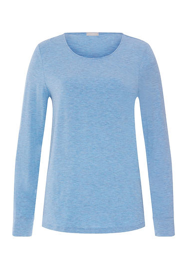 Front cutout view of HA bluebird melange modal/viscose/tencel L/SLV Shirt