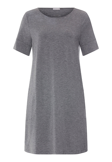 Front cutout view of HA stone melange modal/viscose/tencel S/SLV Nightdress 90cm