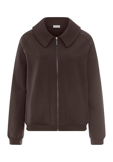 Front cutout view of HA dark mocha cotton Cardigan