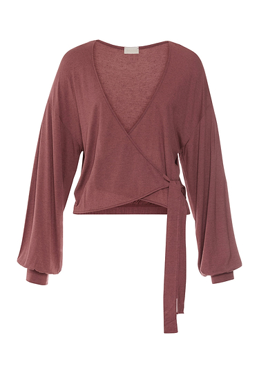 Front cutout view of HA apple butter modal/viscose/tencel L/SLV Shirt