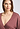 Close-up view of a women model wearing HA apple butter modal/viscose/tencel L/SLV Shirt